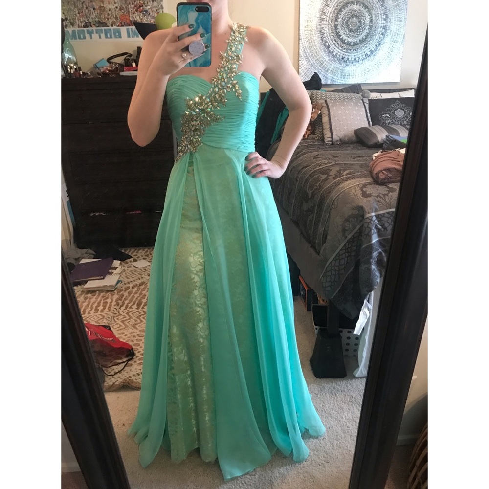 Teal prom dress